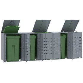 5-container gray steel trash shed 345x79x117 cm by , Waste container supports - Ref: Foro24-3279990, Price: 957,45 €, Discoun...