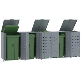 5-container gray steel trash shed 345x79x117 cm by , Waste container supports - Ref: Foro24-3279990, Price: 1,00 €, Discount: %