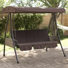 Garden swing bench with adjustable brown coffee steel canopy by , Garden rockers - Ref: Foro24-4008897, Price: 269,43 €, Disc...