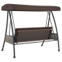 Garden swing bench with adjustable brown coffee steel canopy by , Garden rockers - Ref: Foro24-4008897, Price: 275,71 €, Disc...