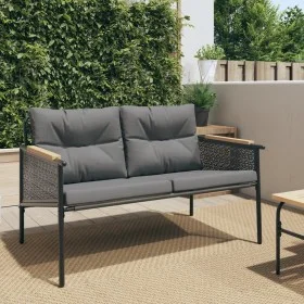 Garden bench with black steel cushions 116 cm by , Garden sets - Ref: Foro24-4009303, Price: 174,14 €, Discount: %