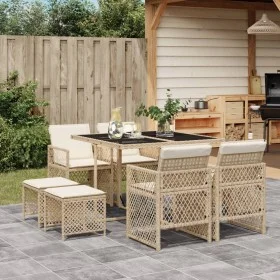 9-piece garden dining set with beige synthetic rattan cushions by , Garden sets - Ref: Foro24-3210778, Price: 399,15 €, Disco...