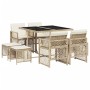 Set comedor de jardín 9 pzas con cojines ratán sintético beige de , Conjuntos de jardín - Ref: Foro24-3210778, Precio: 361,68...
