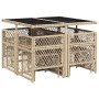 Set comedor de jardín 9 pzas con cojines ratán sintético beige de , Conjuntos de jardín - Ref: Foro24-3210778, Precio: 361,68...