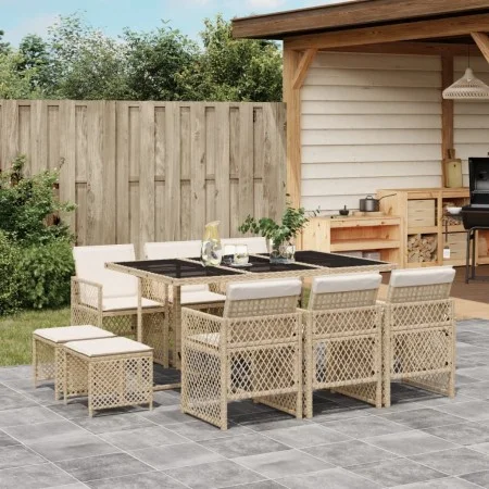 Garden dining set 11 pieces with beige synthetic rattan cushions by , Garden sets - Ref: Foro24-3210790, Price: 551,12 €, Dis...