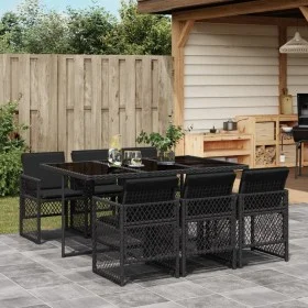 7-piece garden dining set with black synthetic rattan cushions by , Garden sets - Ref: Foro24-3210727, Price: 439,40 €, Disco...
