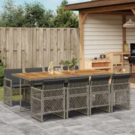 Garden dining set 9 pieces and gray synthetic rattan cushions by , Garden sets - Ref: Foro24-3210746, Price: 660,76 €, Discou...