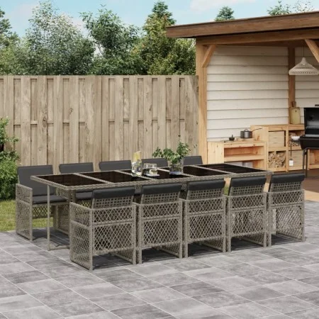 11-piece garden dining set with gray synthetic rattan cushions by , Garden sets - Ref: Foro24-3210752, Price: 806,05 €, Disco...