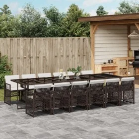 Garden furniture set 13 pieces and brown synthetic rattan cushions by , Garden sets - Ref: Foro24-3210765, Price: 955,66 €, D...