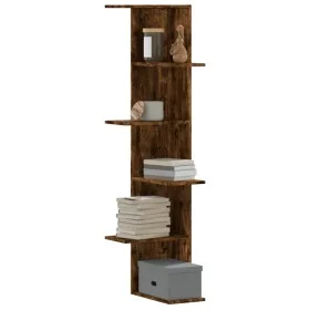 Corner wall shelf in smoked oak wood 36.5x36.5x140 cm by , Shelves and shelves - Ref: Foro24-852631, Price: 48,45 €, Discount: %