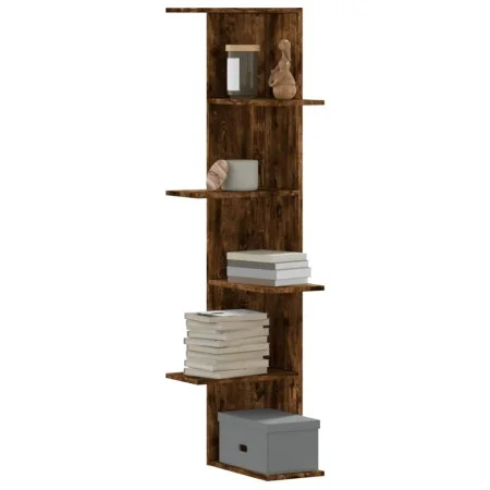 Corner wall shelf in smoked oak wood 36.5x36.5x140 cm by , Shelves and shelves - Ref: Foro24-852631, Price: 48,45 €, Discount: %