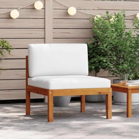 Sofá de jardín con cojines de madera de acacia y cuerda