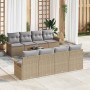Conjunto de sofá de jardín 9 pcs Beige Poliratán