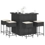 Garden table and high stools 5 pieces with black PE rattan cushions by , Garden sets - Ref: Foro24-3261503, Price: 488,03 €, ...
