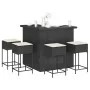 Garden table and high stools 5 pieces with black PE rattan cushions by , Garden sets - Ref: Foro24-3261503, Price: 490,75 €, ...