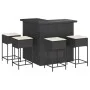 Tisch und hohe Gartenhocker 5-teilig mit schwarzen PE-Rattan-Kissen. von , Gartensets - Ref: Foro24-3261503, Preis: 497,55 €,...