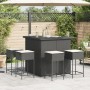 Garden table and high stools 5 pieces with black PE rattan cushions by , Garden sets - Ref: Foro24-3261503, Price: 488,03 €, ...