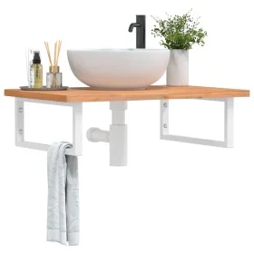 Wall-mounted sink shelf made of steel and solid beech wood by , bathroom vanities - Ref: Foro24-3302448, Price: 96,40 €, Disc...