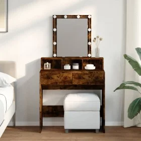 Dresser with smoked oak LED lights 80x41x144.5 cm by , Bedroom Dressers - Ref: Foro24-848182, Price: 112,89 €, Discount: %