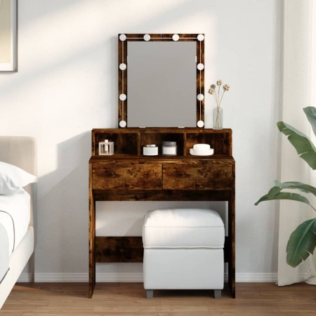 Dresser with smoked oak LED lights 80x41x144.5 cm by , Bedroom Dressers - Ref: Foro24-848182, Price: 114,78 €, Discount: %