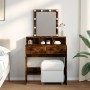 Dresser with smoked oak LED lights 80x41x144.5 cm by , Bedroom Dressers - Ref: Foro24-848182, Price: 114,78 €, Discount: %