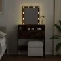 Tocador con luces LED color roble ahumado 80x41x144,5 cm de , Tocadores para dormitorios - Ref: Foro24-848182, Precio: 112,87...