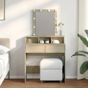 Dresser with LED lights in Sonoma oak color, 80x41x144.5 cm by , Bedroom Dressers - Ref: Foro24-848180, Price: 118,73 €, Disc...