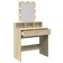 Tocador con luces LED color roble Sonoma 80x41x144,5 cm de , Tocadores para dormitorios - Ref: Foro24-848180, Precio: 118,45 ...
