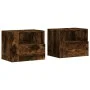 Wall-mounted bedside tables 2 units in smoked oak color 45x30x35 cm by , Nightstands - Ref: Foro24-848320, Price: 67,09 €, Di...