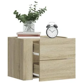 Wall-mounted bedside table in smoked oak color, measuring 45x30x35 cm. by , Nightstands - Ref: Foro24-848329, Price: 44,50 €,...