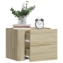 Wall-mounted bedside table in smoked oak color, measuring 45x30x35 cm. by , Nightstands - Ref: Foro24-848329, Price: 41,87 €,...
