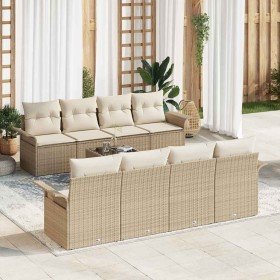 Conjunto de sofá de jardín 9 pcs Beige Poliratán