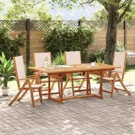 Folding garden chairs 4 pcs solid acacia wood textilene by , Garden chairs - Ref: Foro24-3279235, Price: 297,72 €, Discount: %