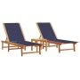Tumbonas 2 uds con mesa madera maciza acacia y textileno azul de , Tumbonas - Ref: Foro24-3279254, Precio: 320,76 €, Descuent...