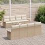 Conjunto de sofá de jardín 9 pcs Beige Poliratán