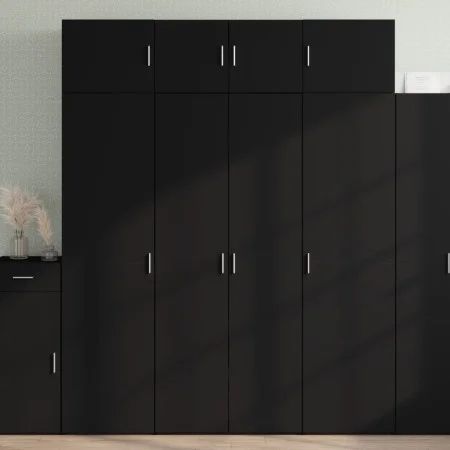 Tall black engineered wood sideboard 80x42.5x185 cm by , Sideboards - Ref: Foro24-3281435, Price: 213,15 €, Discount: %