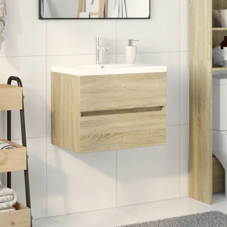 Set de mueble de baño 2 piezas cerámica y madera de ingeniería de , Muebles de baño - Ref: Foro24-3307662, Precio: 183,74 €, ...