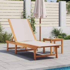Sun lounger with solid acacia wood table and gray textilene by , Loungers - Ref: Foro24-4008417, Price: 191,63 €, Discount: %