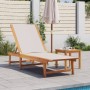 Sun lounger with solid acacia wood table and gray textilene by , Loungers - Ref: Foro24-4008417, Price: 195,32 €, Discount: %