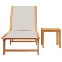 Sun lounger with solid acacia wood table and gray textilene by , Loungers - Ref: Foro24-4008417, Price: 195,32 €, Discount: %