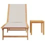 Sun lounger with solid acacia wood table and gray textilene by , Loungers - Ref: Foro24-4008417, Price: 191,63 €, Discount: %