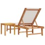 Sun lounger with solid acacia wood table and gray textilene by , Loungers - Ref: Foro24-4008417, Price: 195,32 €, Discount: %
