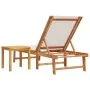 Sun lounger with solid acacia wood table and gray textilene by , Loungers - Ref: Foro24-4008417, Price: 191,63 €, Discount: %