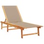 Solid acacia wood sun lounger with taupe textilene by , Loungers - Ref: Foro24-4008415, Price: 174,76 €, Discount: %