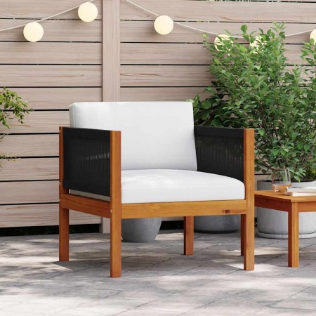 Silla de jardín con cojín madera maciza de acacia