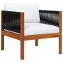 Silla de jardín con cojín madera maciza de acacia