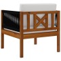 Silla de jardín con cojín madera maciza de acacia