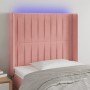 Cabecero con LED de terciopelo rosa 83x16x118/128 cm en Cabeceros y pies de cama | Comprar online en Foro24