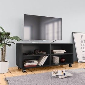 Schwarzer TV-Schrank aus Sperrholz mit Rollen 90x35x35 cm von vidaXL, TV-Möbel - Ref: Foro24-800181, Preis: 59,63 €, Rabatt: %