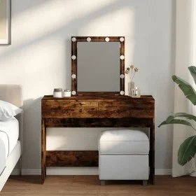 Frisiertisch mit LED-Lichtern in rauchiger Eiche, 100x40x130 cm. von , Schlafzimmerkommoden - Ref: Foro24-848196, Preis: 116,...